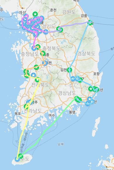 전국 올려보는데 수도권 쪽은 비버들이 많아서 구별이 어렵네;; 그래서 저렇게 대강 그렸어 ㅠㅠ 미안 수도권 세부 경로는 >>521 첫 번째 사진