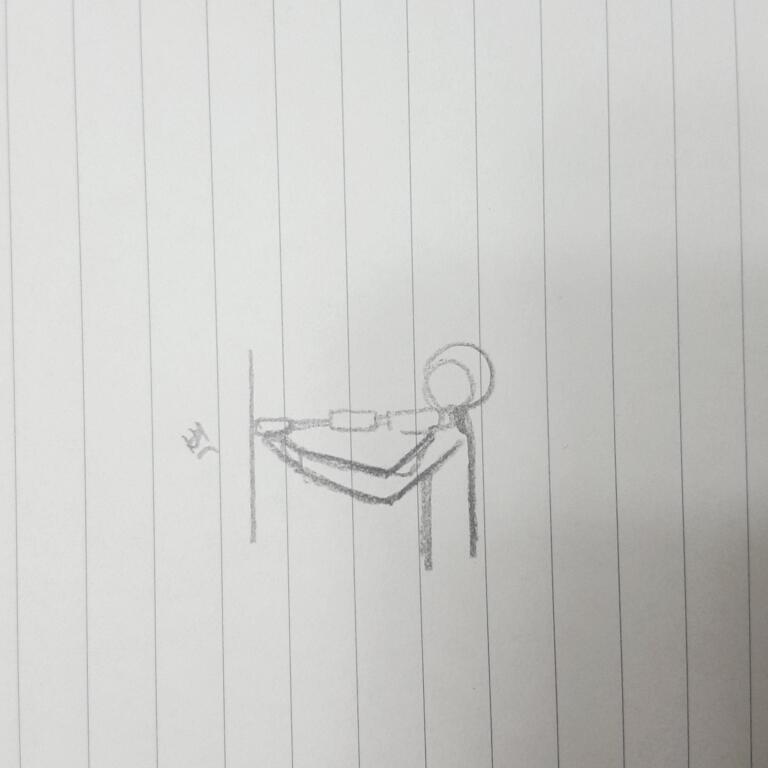 참고로 >>24 부터는 먼저 악기 스크롤 부분을 벽에 대고 기대서 연습해야 해 이렇게 그림은 개판이지만... 그냥 형태만 봐 줘 ㅎㅎ