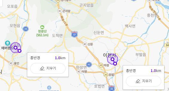 이거 예전에 올렸던 사진인데, 보이는 것처럼 이천역에서 물리적으로 가장 가까운 거리에 있는 건 전대.애버랜드역이야. 그러므로 다음으로 노트를 받