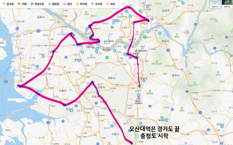 대강 만든 예상 경로(>>419 기준) 수도권 쪽은 거의 가 본 적이 없어서 역을 잘 모르겠네... 틀린 부분 있으면 말해줘라