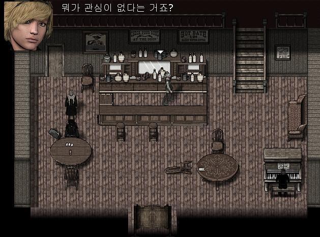 애니는 후실에서 나와 부엌을 지나 1층으로 나왔다. 그곳에는 이방인이 아직도 혼자서 카드게임을 하고 있었다. 애니가 그 이방인에게 다가가자, 그