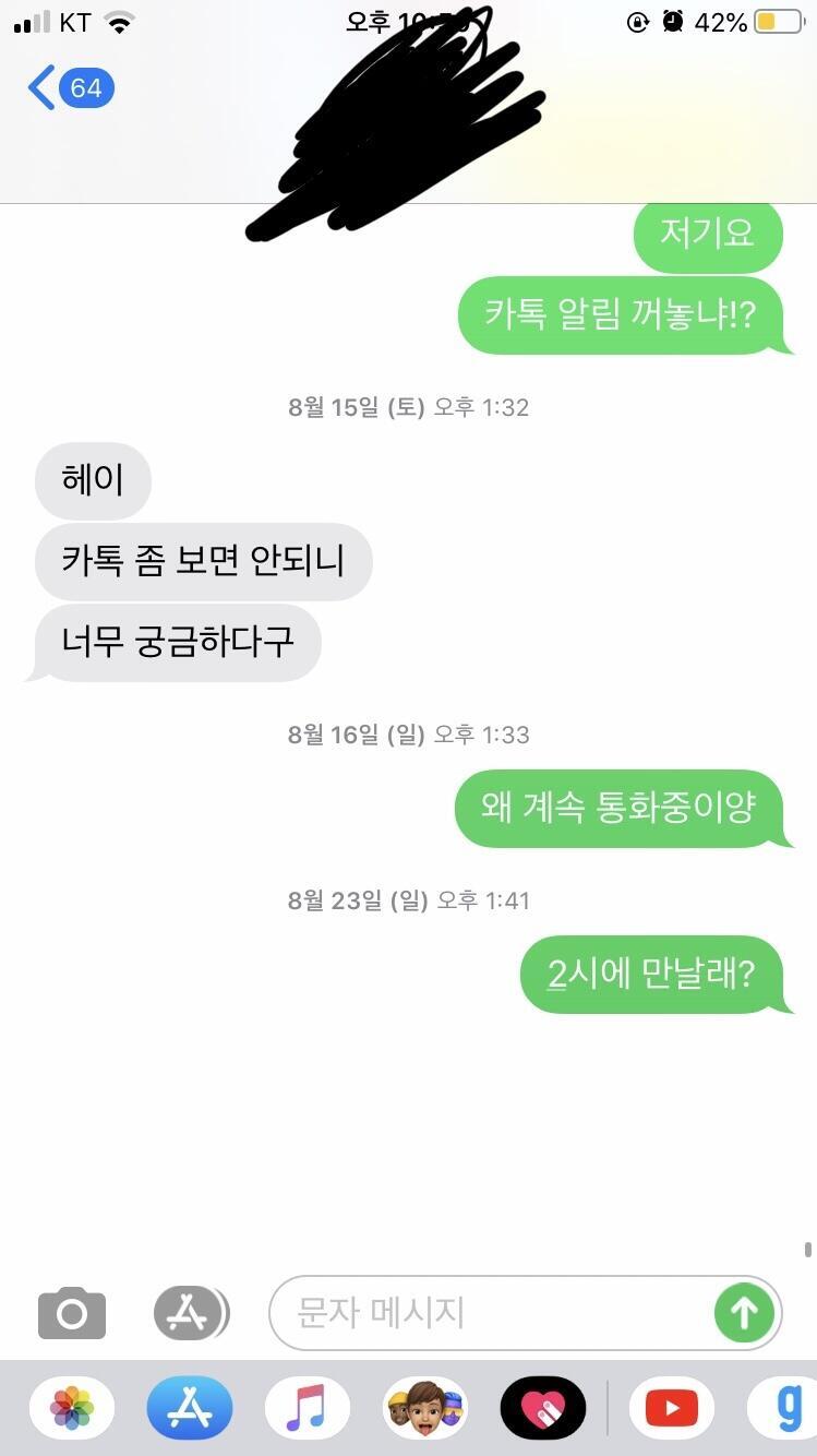 파란색이 아이폰 유저랑 하는 아이 메세지고 초록색이 일반 메세지야..! 그리고 나도 mms랑 web발신은 데이터 켜야 오더라 아이폰 다 그래 ㅜ