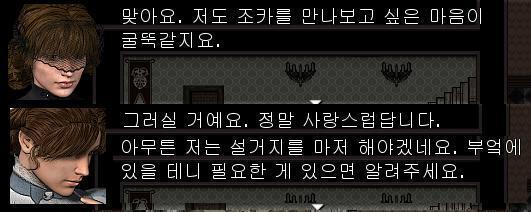 "와, 저도 조카를 빨리 만나보고 싶어요." "그럼 전 설거지를 해야해서 이만...."