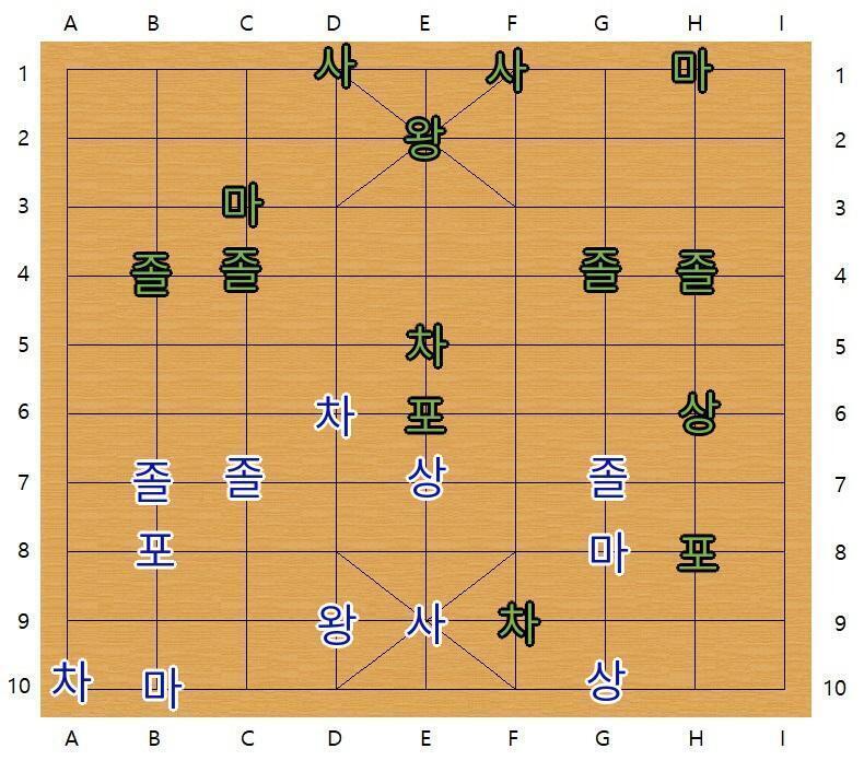 장기의 규칙: >>638 서른두번째 턴, 스레더들의 차례 스레더 대표 >>840은 D10의 사를 E9로 이동하였습니다.