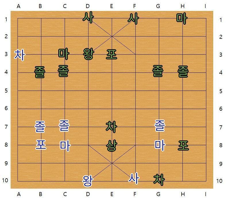 장기의 규칙: >>638 마흔두번째 턴, 스레더들의 차례 스레더 대표 >>890은 E9의 사를 F10으로 이동하였습니다.