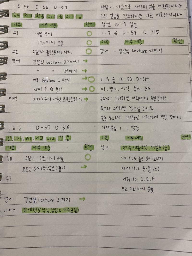이번주 플래너! 재작년에 플래너 사도 제대로 쓴 적이 별로 없어서 작년에는 안 사고 수첩? 에 쓰고 있다가 올해 플래너 사긴 샀는데 제대로 안