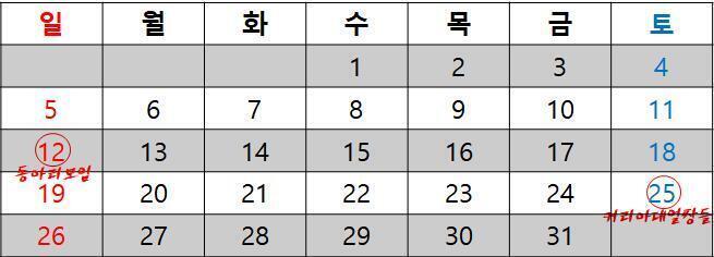 달력에는 피해자의 일정이 표시되어 있다.