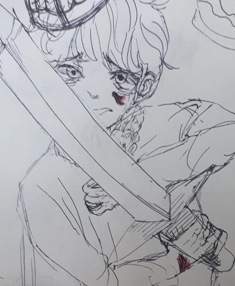 음...그려왔어..!!(으악,, 토끼귀구나,,,ㅠㅜㅜ그래도 귀엽다니 다행이야!) 다음 사람 부탁해!!(털이었어!! 근데 장발이 더 어울리는것 같