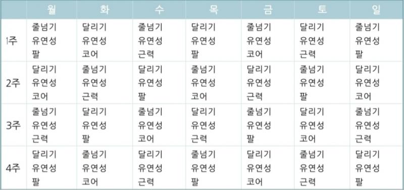 간결하게 적어놓은거고 다리운동은 따로 수시로 할 예정