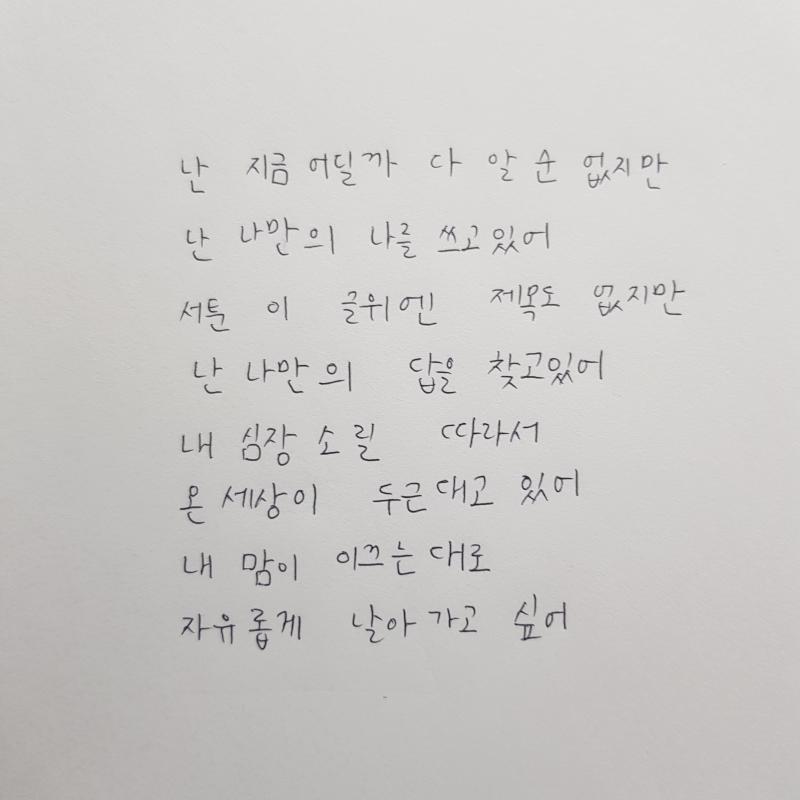 둘 다 아이돌 노래이긴 하지만 가뜩이나 불확실한 미래로 매일 속앓이 하는 저에게 큰 위로와 버팀목이 되어줬어요 그때마다 남들에겐 절대 못한다며