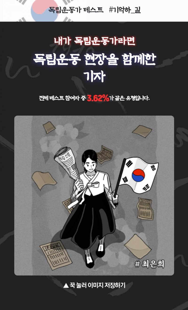 트위터에서 본 독립운동가 테스트 사실 내가 저 시대가면 절대 저럴거 같진 않지만...