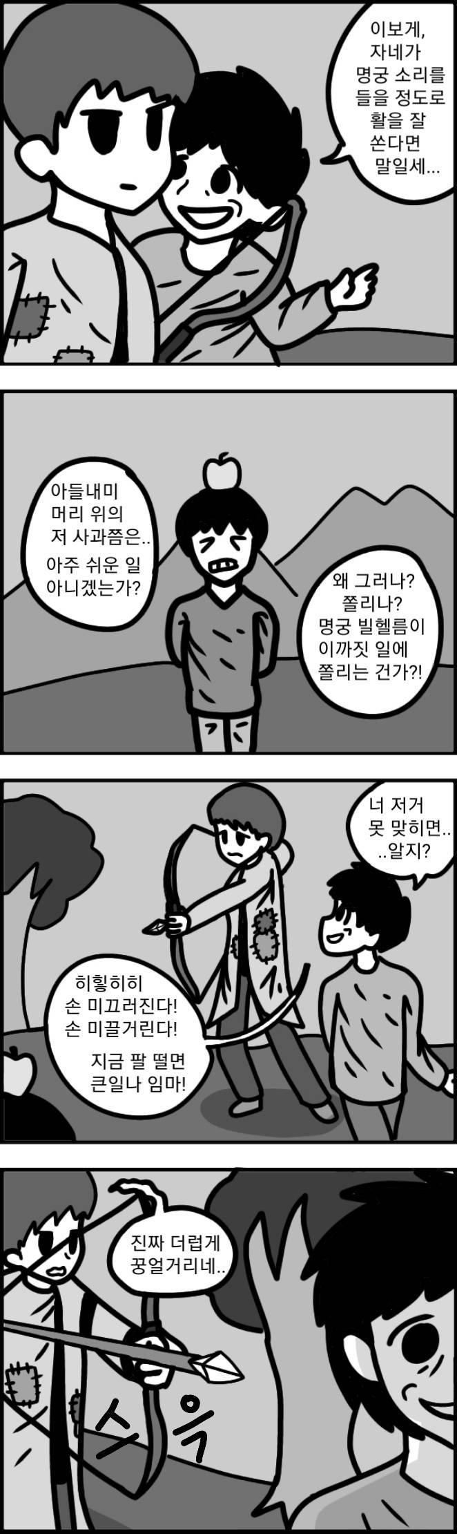 빌헬름 텔 설화 https://ko.m.wikipedia.org/wiki/%EB%B9%8C%ED%97%AC%EB%A6%84_%ED%85%94 빌