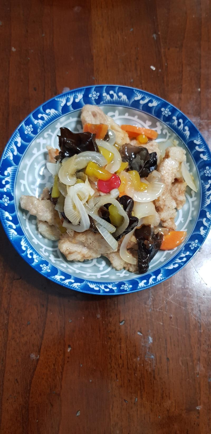 직접 만든 탕수육이랑 크림새우!!