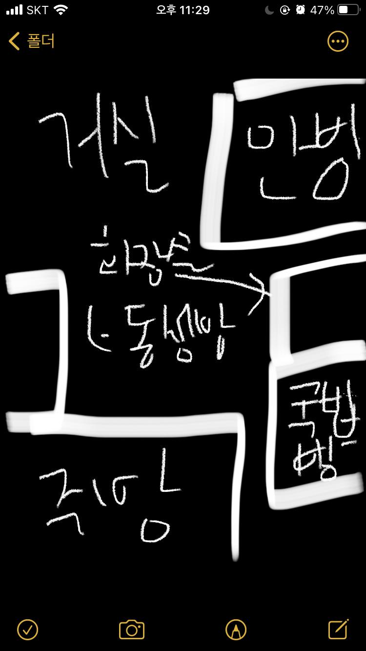 근데 갑자기 국밥이가 안방을 보더니 우리한테 소리 지르면서 오는 거야 그래서 내가 왜 그러냐고 그랬는데 국밥이가 우리한테 안방에서 검은색 정장