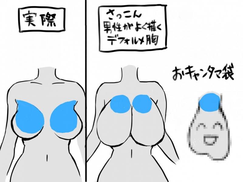 1에 썼던, 가슴 & 허리라인 이상하게 그린 그림 예시도 한번 주워와봄 (첫번째 사진은 실제 가슴이랑 만화 속 가슴 비교하는 그림이라고 알고 있