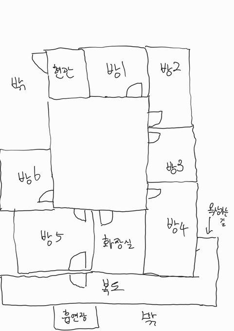 연습실 구조는 기억상으로 대충 이래. 나는 5번방에서 연습하는걸 좋아했어. 흡연할 수 있는 곳이랑 가까웠거든 ㅋㅋㅋ 5번방과 복도(외부임) 사이