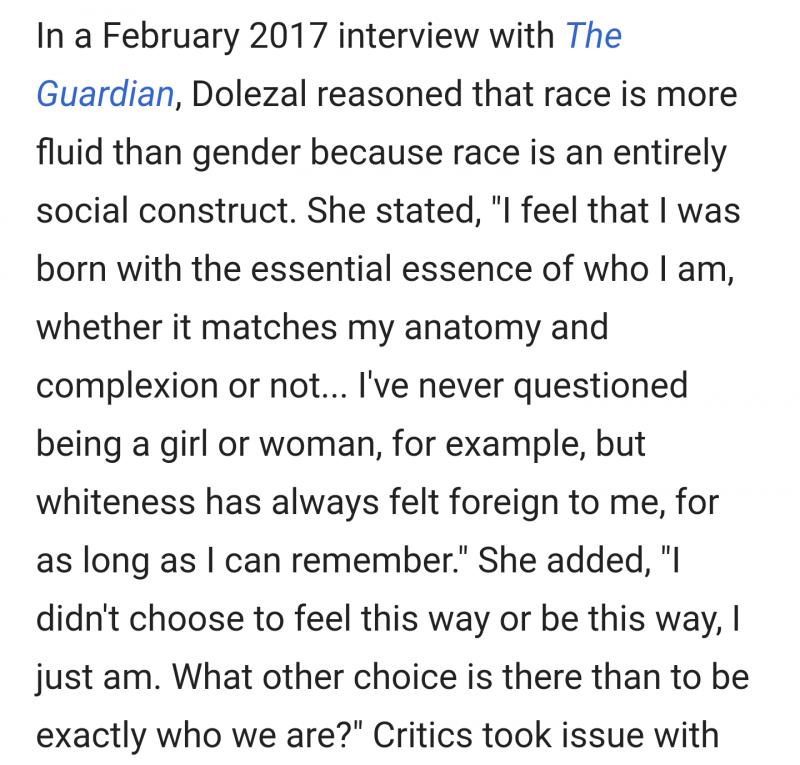 위에 몇번 언급된 백인으로 태어나서 흑인으로 정체화한 사람 얘기 말인데. 레이첼 돌레잘이라는 사람임. 그리고 이 사람은 가명을 쓰며 신분을 위장