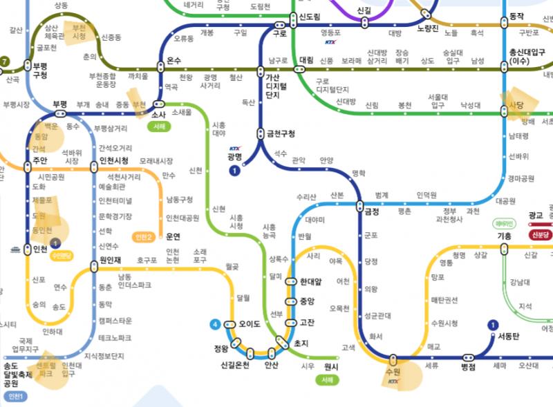 이렇게 해야 알아보기 쉽겠구나. 표시의 크기와 색에는 어떤 의미도 담겨있지 않아.