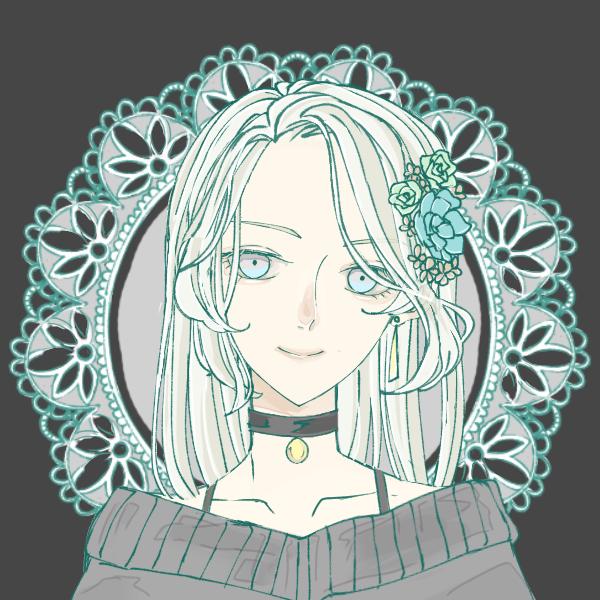 (픽크루에서 그림 만들어왔어!대충 이런 느낌이라고 생각하면 될듯해!) 은빛의 긴 장발 /하늘색 눈/ 고양이형의 얼굴 /미인형 /입꼬리가 올라가
