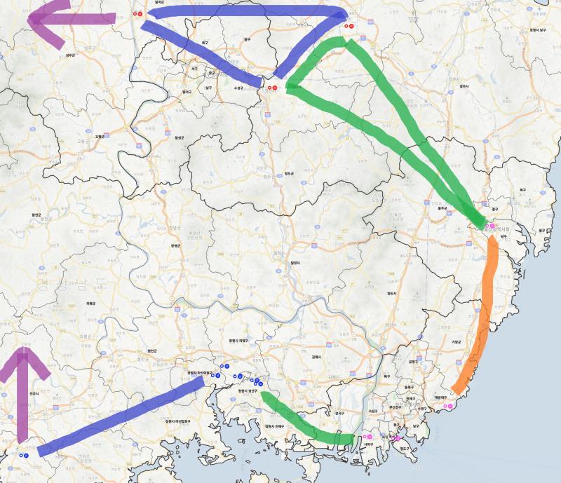지방부터 시작한다면 경로를 고려해서 왜관빕이나 사천빕이 시작하는게 좋을 것 같아.