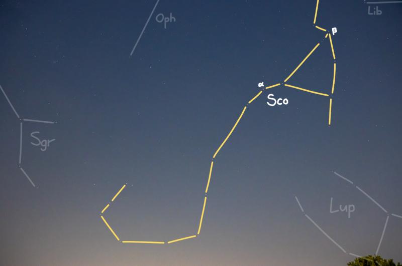 오늘은 구름이 별로 없지만 내가 졸리다... 이번 별자리는 전갈자리! (Scorpius/Sco) 전갈자리도 모양이 꽤 양심 있는 편이지? 저 아