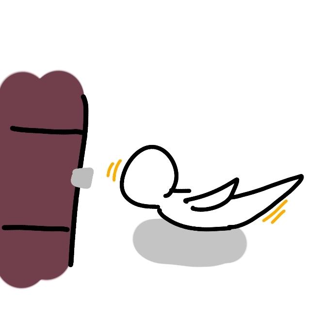 그림처럼 배에 방석을 깔고 앞뒤로 흔들거리면 재미있을 것 같다는 생각을 했고, 그걸 행동으로 옮겼어. 근데 대체 무슨 생각이었는지 텔레비전을 받