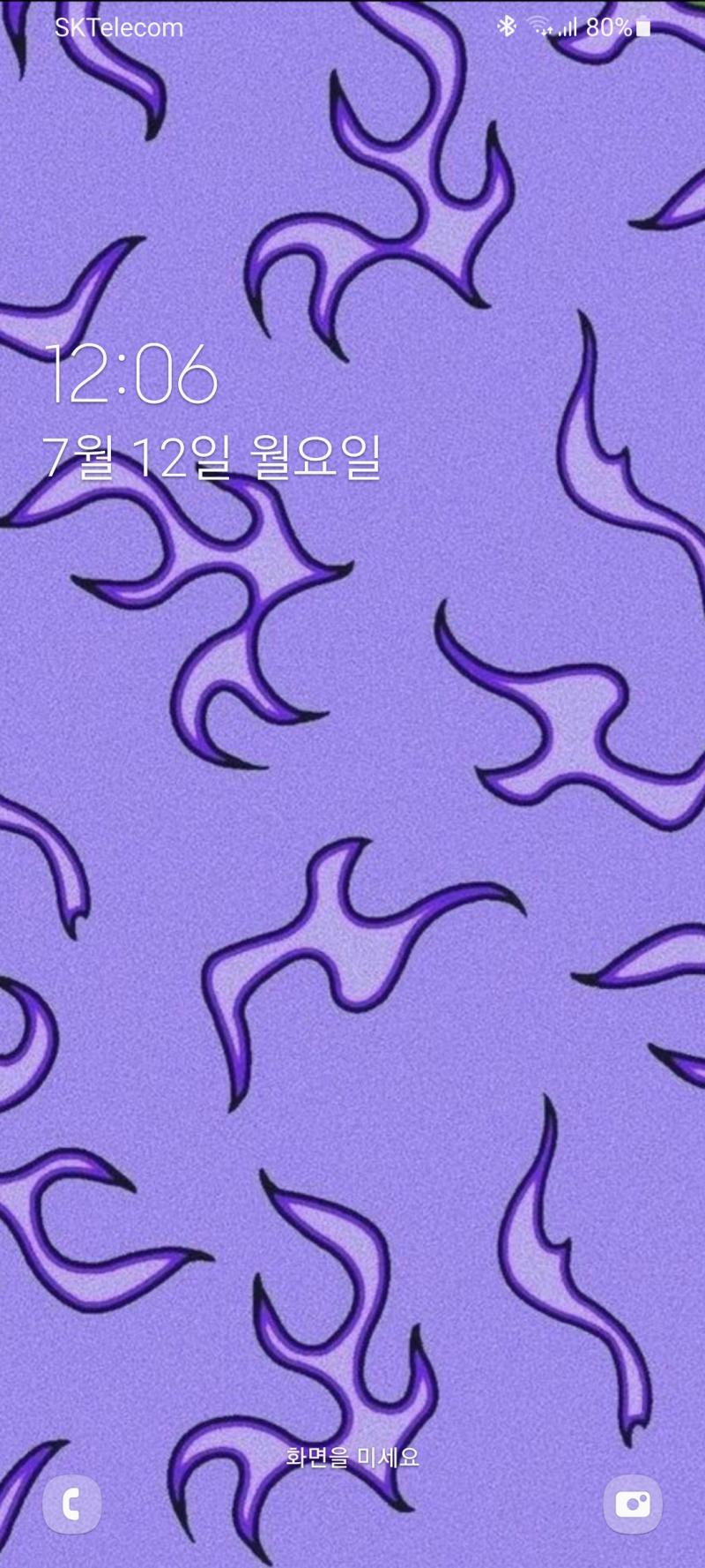 범성애자 레스주는 보라불꽃! 순서대로 잠금화면이랑 홈화면이야