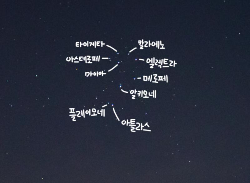 >>188 추가적으로 이름을 적어봤다! 우리 조상들은 이 성단을 '좀생이별'이라고 불렀어. 너무 귀엽지 않아? ㅋㅋㅋㅋㅋ