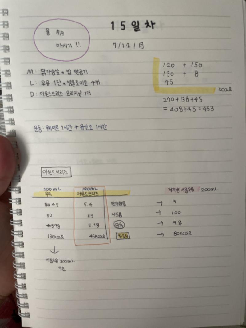 스레딕은 못들어왓지만 다이어트 일지 열시미 써갓당