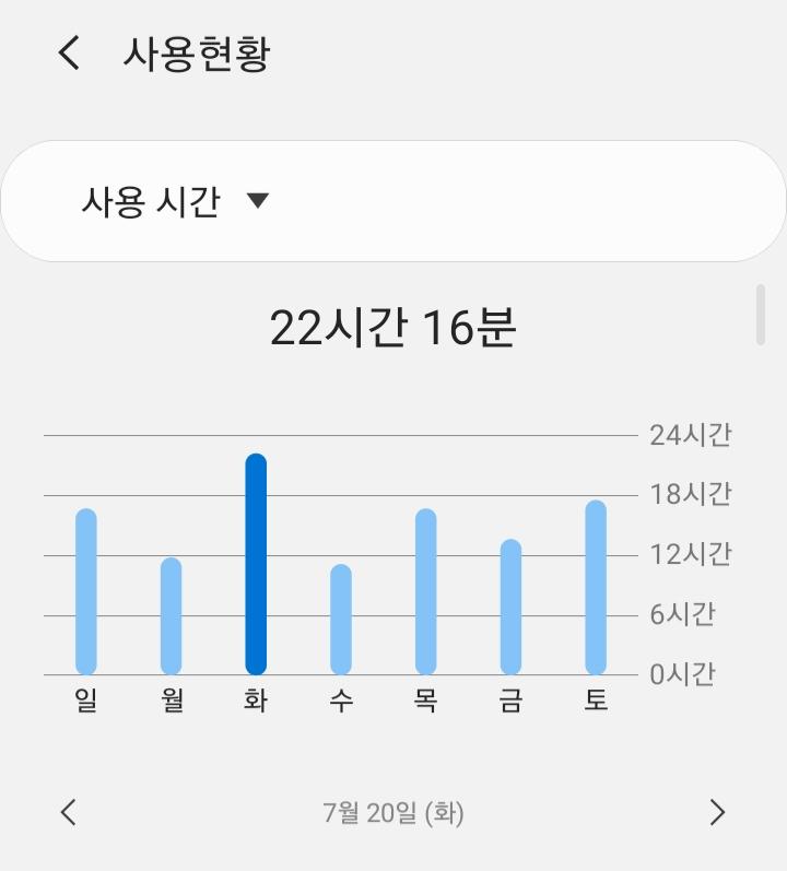 오늘 15시간... 찾아보다가 발견한 건데 7월 20일 날 22시간 나옴... 잠 안 잤나?