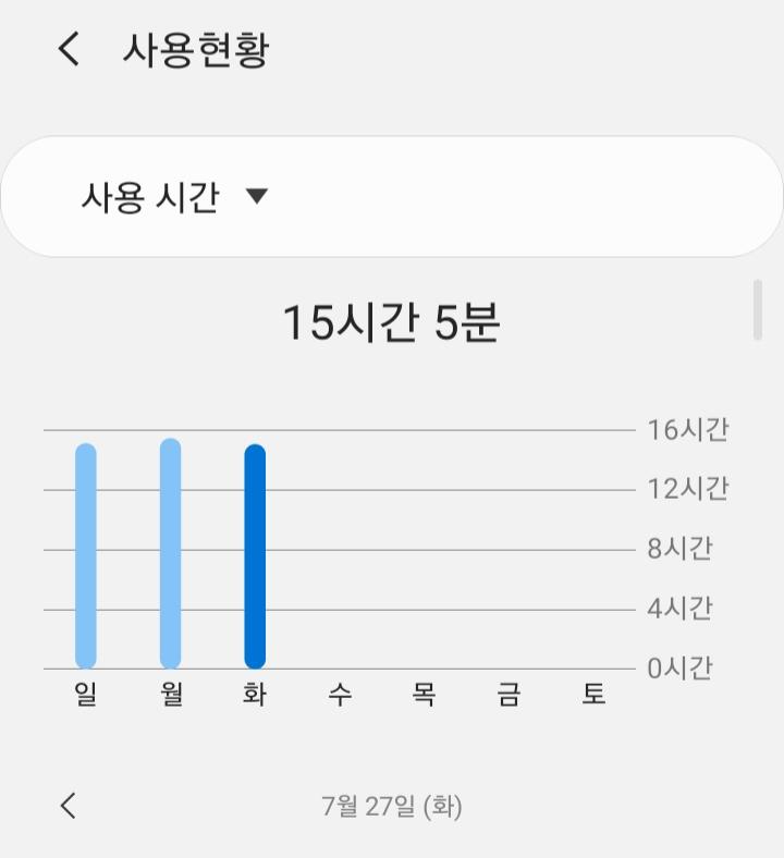 오늘 15시간... 찾아보다가 발견한 건데 7월 20일 날 22시간 나옴... 잠 안 잤나?