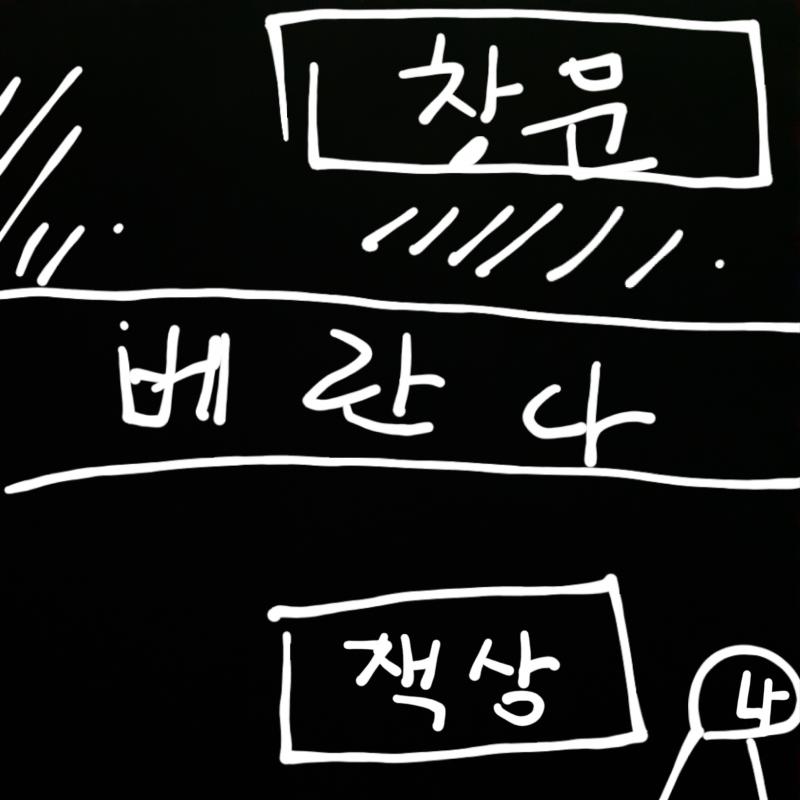 대충 이런 구조인데, 창문 안으로 보이는 건너편 아파트의 집의 모습이 매일 달라. 어제는 하얀 형광등이 켜지고 티비가 있는 구조였는데 오늘은 그