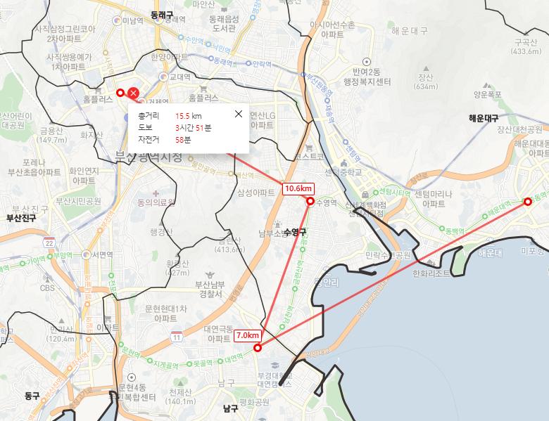 2021년 7월 31일 토요일 부산광역시 해운대구 중동역(부산2호선)에서 부산광역시 남구 경성대.부경대역(부산2호선)까지 이동 2021년 8월