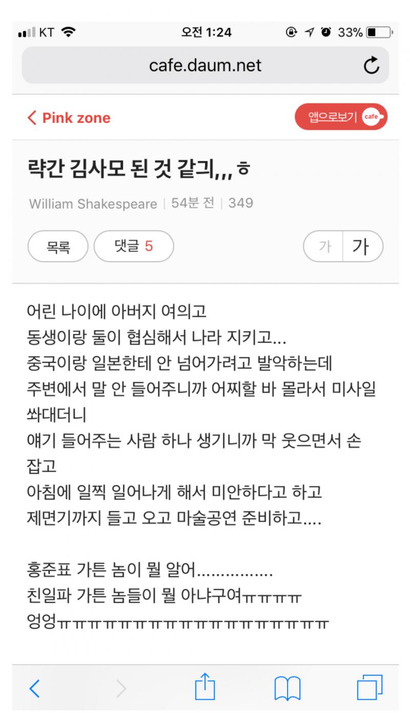 진지하게 제정신으로 작성한건가? 안그래도 요새 북한간첩때문에 난리던데 진짜 간첩이 글 쓴건가 의심되네