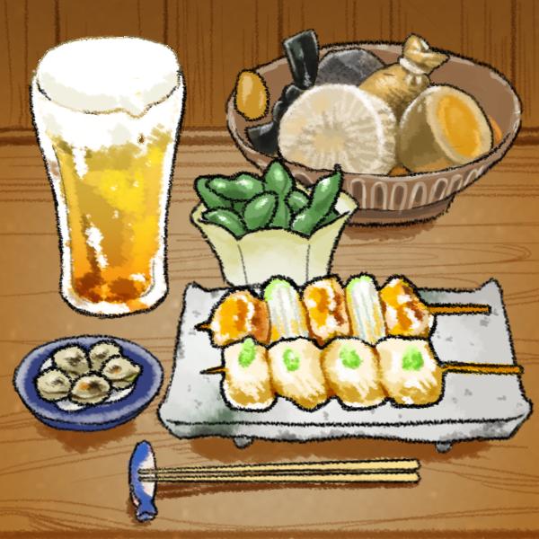 우롱하이로 할까 했는데 역시 꼬치엔 맥주라