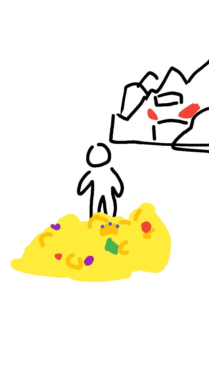금은보화 사이에서 기쁨을 맛보고 있는데... 이런! 행패를 부린 이유가 생각나지 않네요~! ▷기억해내려고 뭐라도 해 본다 ▷그냥 넘어간다 ▷운다