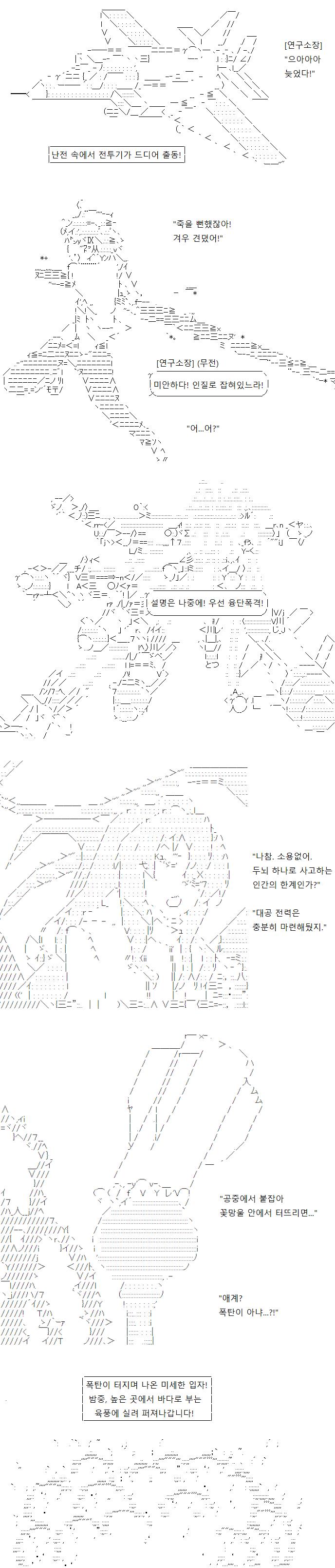 스레의 참여자들은 주사위를 거듭 굴리고, 우리의 자경단은 임시 요새에서 소모전을 펼칩니다. 시간을 한참 벌고서야 연구소의 전투기가 겨우 나타납니