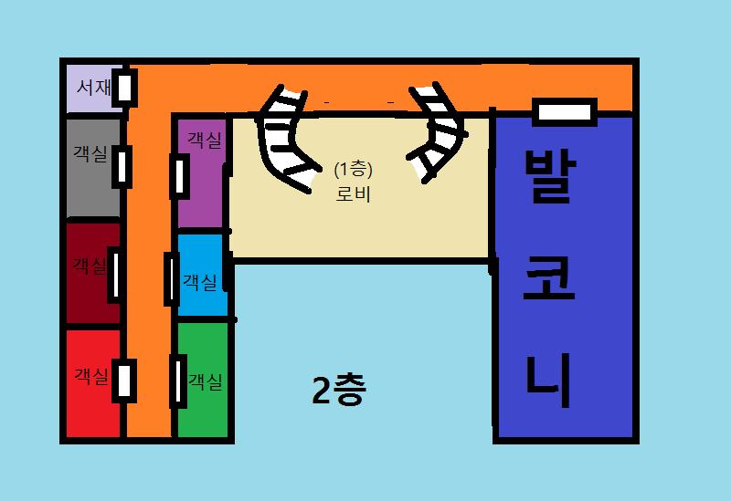 7명은 그레인저 저택 안으로 들어왔다. 현재 있는 장소는 저택 로비 이조수는 두리번 거리며 주변을 살폈다. 이조수 "안은 생각보다 깨끗한데?"