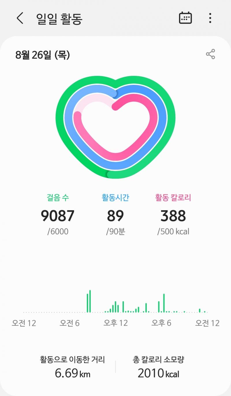 26일 활동량이랑 식단