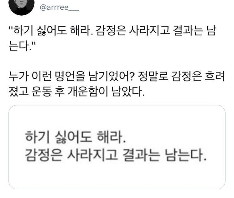 하기 싫을 땐 이걸 봐(개운해질 것 같진 않지만) 비록 지금은 힘들고 하기 싫어 죽겠지만 그 경험이 스레주의 피와 살이 될 거야 스레주는 좋은