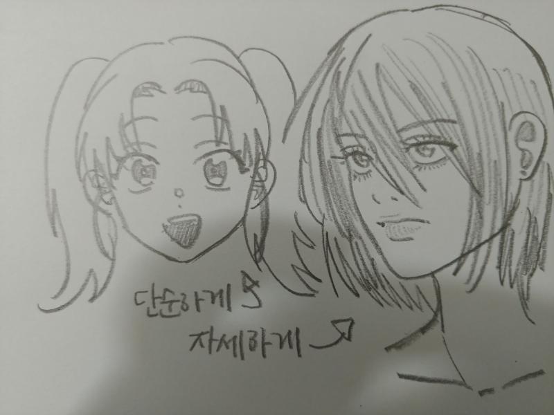 순정만화 캐릭터와 여아용 애니