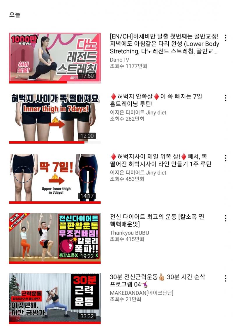 운동을 어제보다 조금 한 듯. 왜지 힘드니까..... 그렇겠지?? 그래도 근력이랑 유산소는 했어. 땅끄부부님 전신 다이어트 하나 더 늘려서 내일
