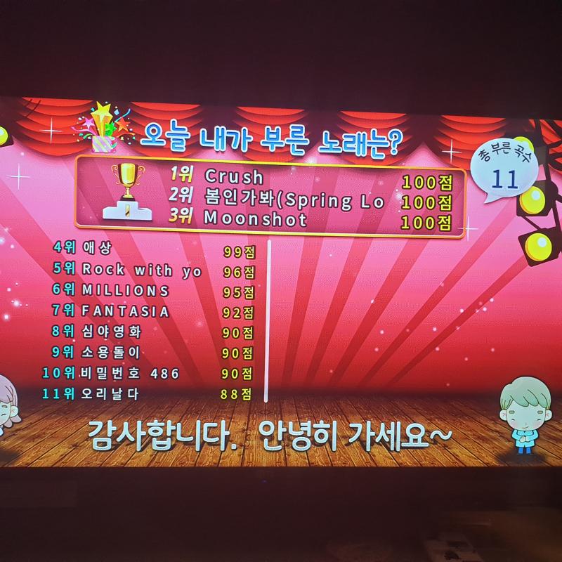 한 2주만에 노래방다녀왔어ㅠㅜ 넘 좋다아 사실 애들 컴백하고 화요일날 갔을때 신곡 뜬거가 없었어서 못부르고 그냥왔거든ㅠ
