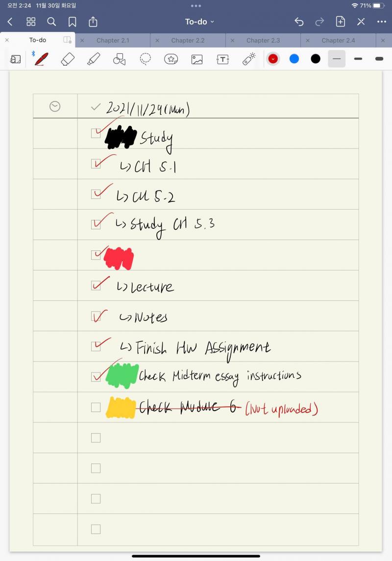새벽 2시 32분. 챕터 5.3 정~말 대충 완료. 일단 읽어보고 3문제 정도 풀어보고 ㅎ... 아니 사실 이것도 풀었다고 할 수가 없는게 답안