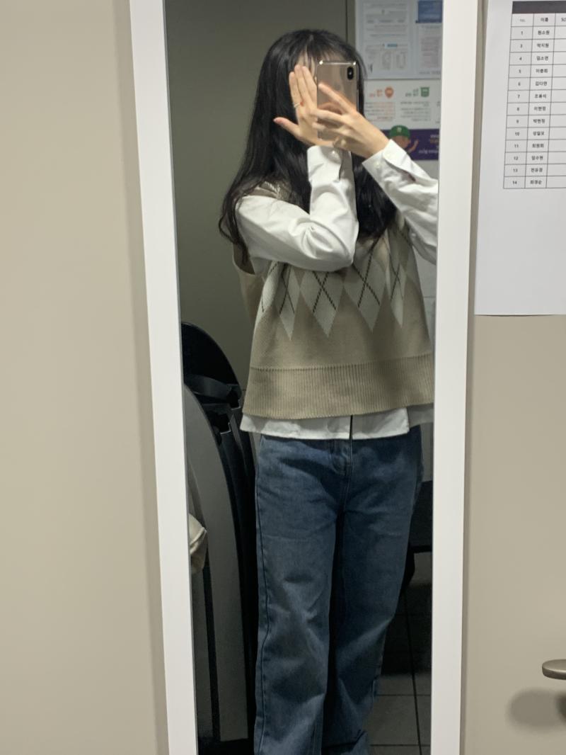 오늘은 셔츠+조끼+와이드진+코트! 2021/1/3