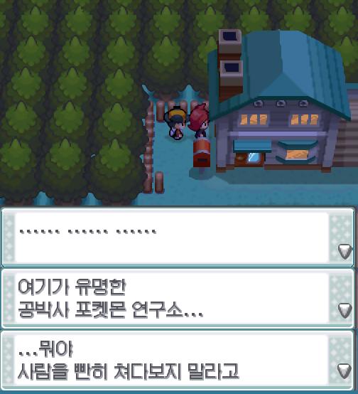 공박사 포켓몬 연구소... 연구소의 뒤쪽에 처음보는 붉은 머리의 소년이 서 있었다. ".................. 여기가 유명한 공박사 포