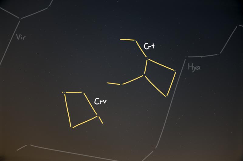 까마귀자리(Corvus/Crv)와 컵자리(Crater/Crt) 각각 >>57과 >>73에서 소개했어! https://ibb.co/FWy2GYQ 