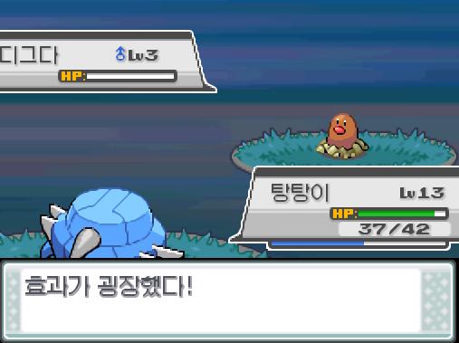 탕탕이의 얼다바람! 효과는 굉장했다! 야생 디그다는 쓰러졌다!