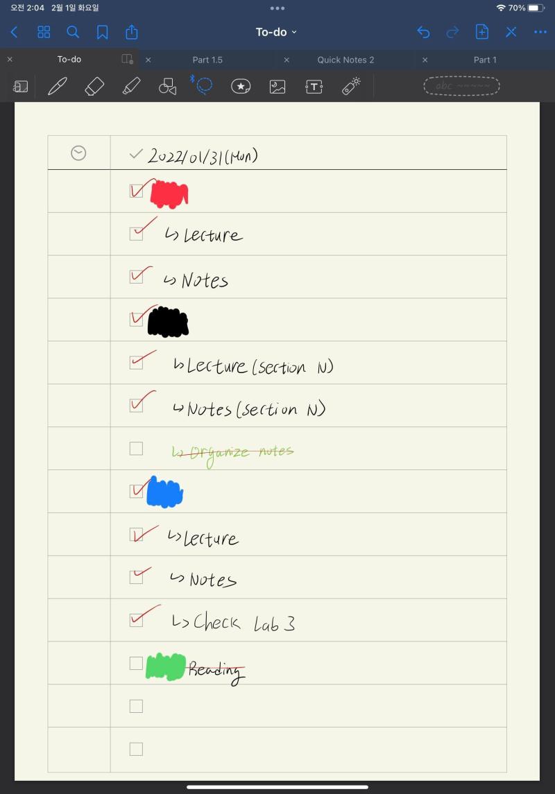 새벽 2시 13분. 일단 교양과목 빼면 해야 할 건 다 했음... ㅈㄴ 띵가띵가 놀면서 해서 그르치 ㅎㅎ. Reminder: - DM Test