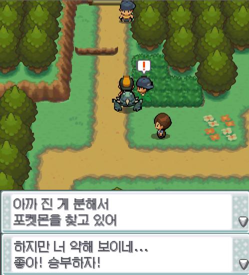 연가람이 30번도로를 지나가는 도중 반바지 꼬마 하나가 연가람에게 말 걸었다. "아까 진 게 분해서 포켓몬을 찾고 있어. 하지만 너 약해보이네.